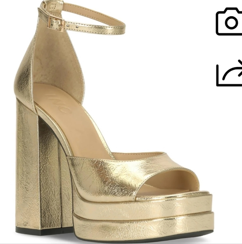 INC International Concepts Gold Platform Heels
